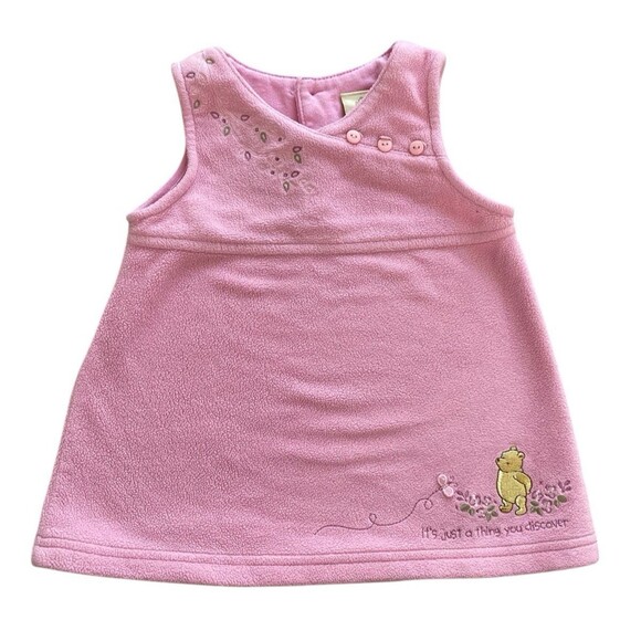 Vtg Disney Classic Pooh Pink Fleece Winnie the Pooh Dress Size 3M - Picture 1 of 7